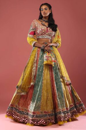 Heritage Royal Multicolour Brocade & Bandhani Patchwork Lehenga