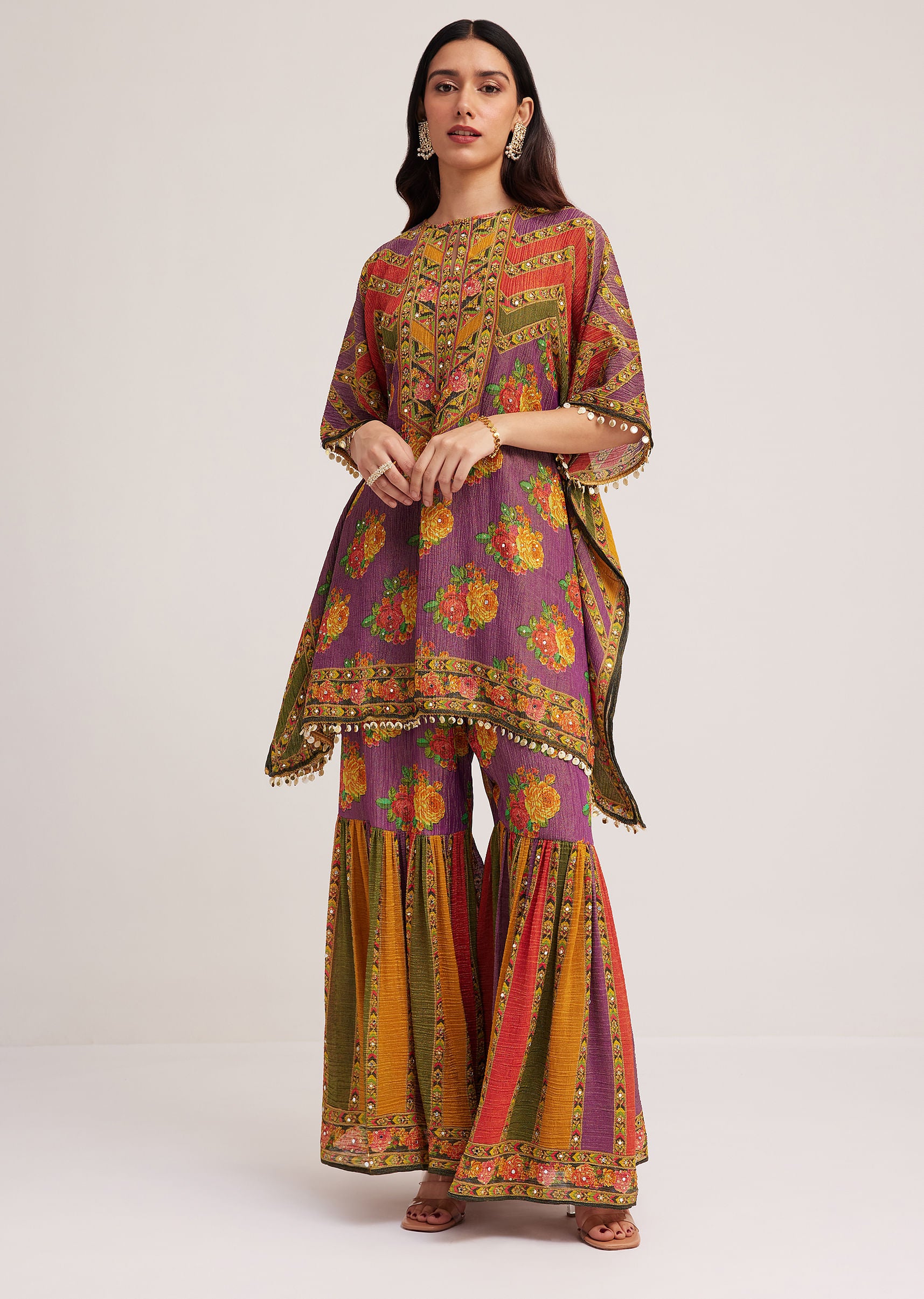 Rangrez Multicolor Mirror Work Sharara Set - Image 3