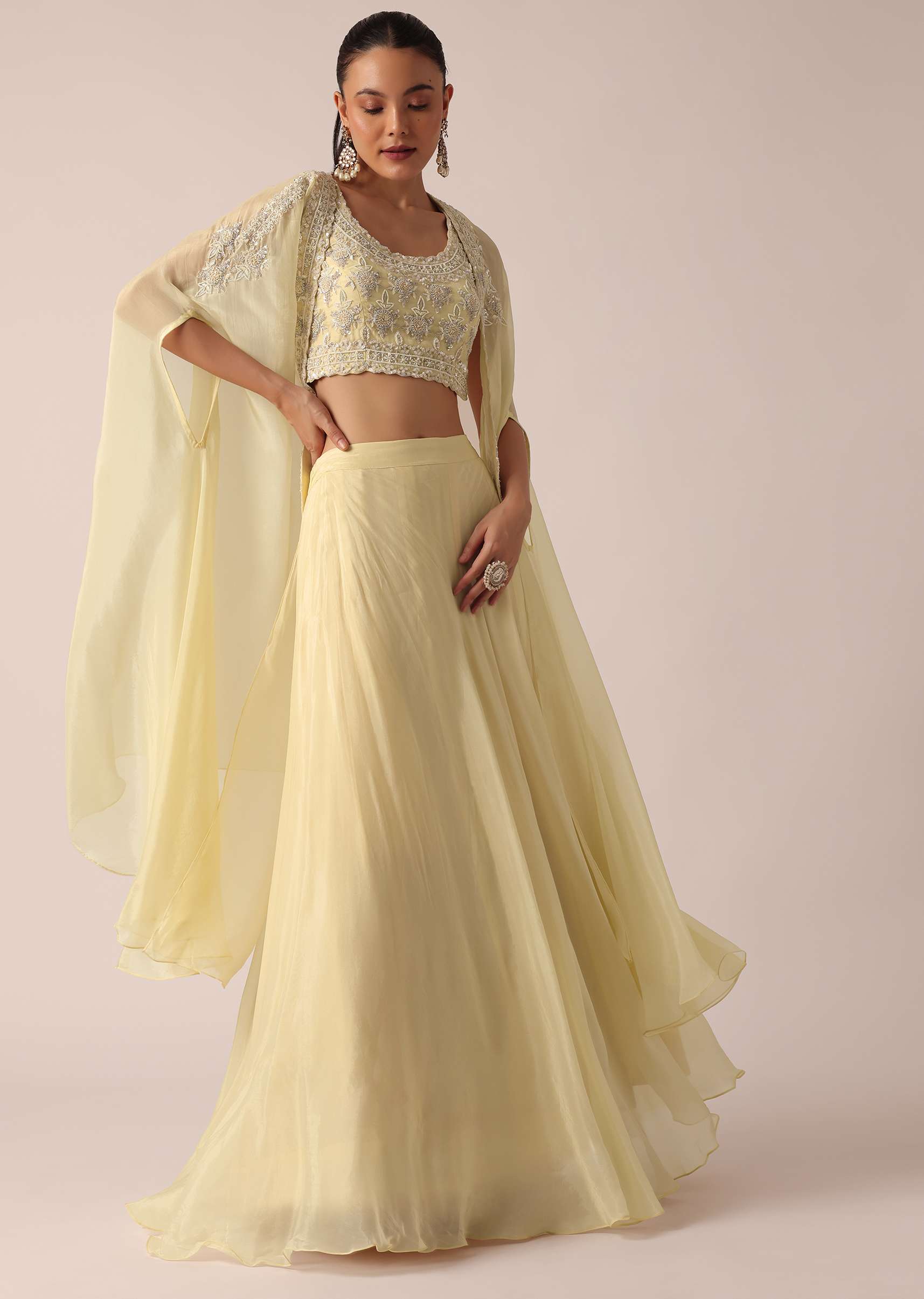 Sunlit Charm Yellow Organza Flared Lehenga