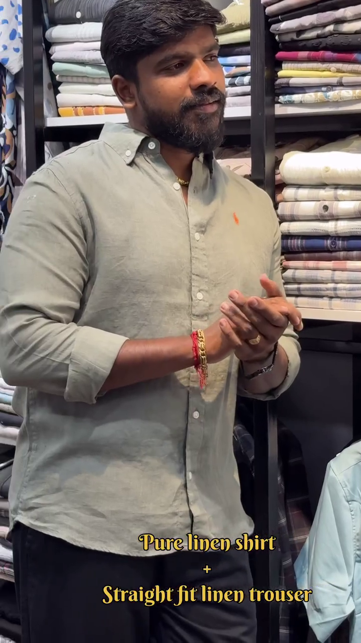 Men's Pure Linen Casual Shirt & Straight Fit Linen Trousers Set - Perfect for Summer Breezes - Image 2