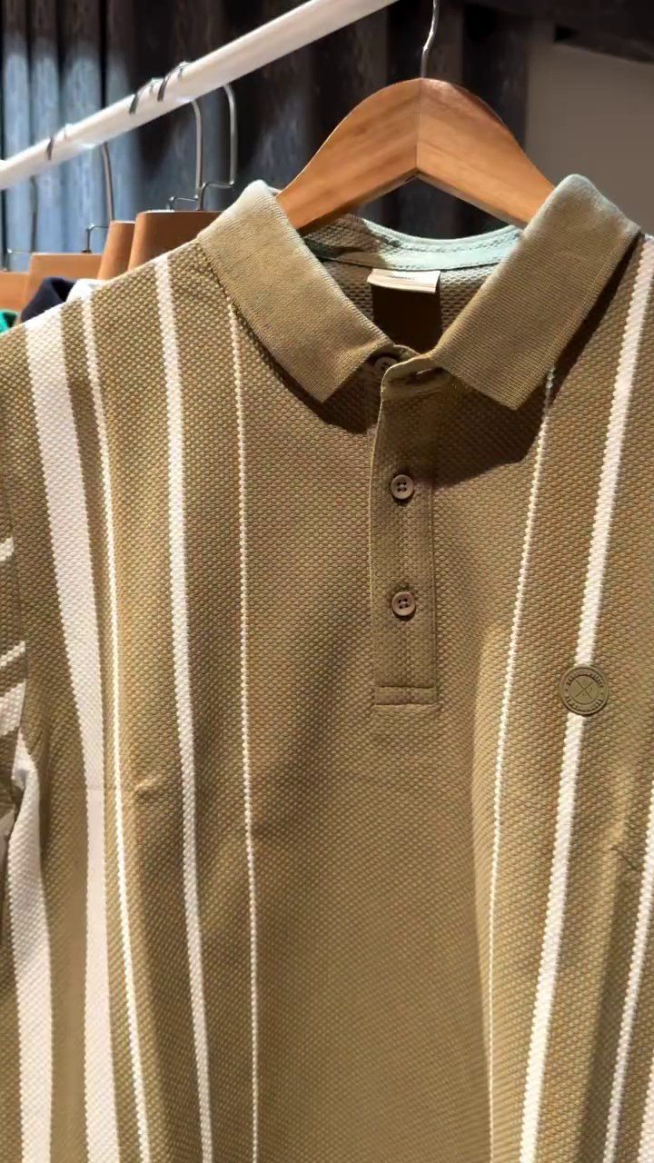 Bangkok Polo Club Premium Striped Polo T-Shirt – Green Edition - Image 3