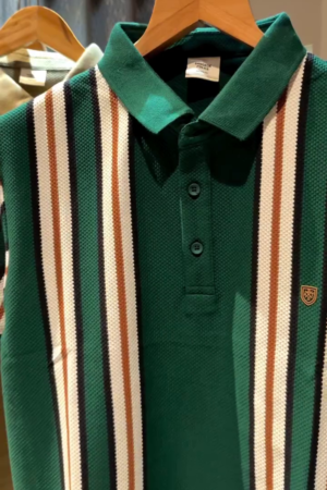 Bangkok Polo Club Premium Striped Polo T-Shirt – Green Edition