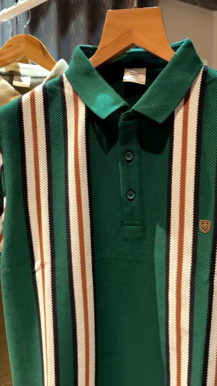 Bangkok Polo Club Premium Striped Polo T-Shirt – Green Edition