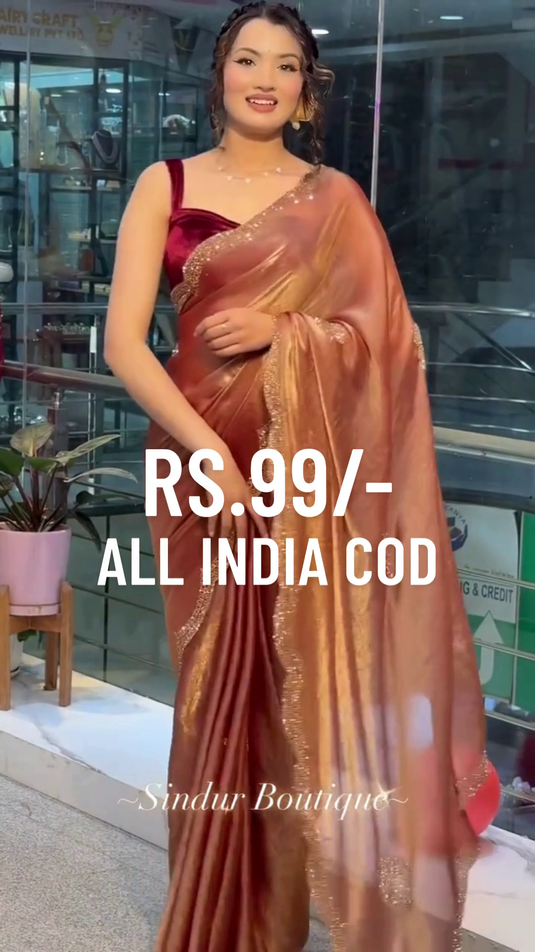 Designer Velvet Maroon Saree with Gold Embroidered Pallu – Elegant Party Wear Saree for Women |Ready to Wear
