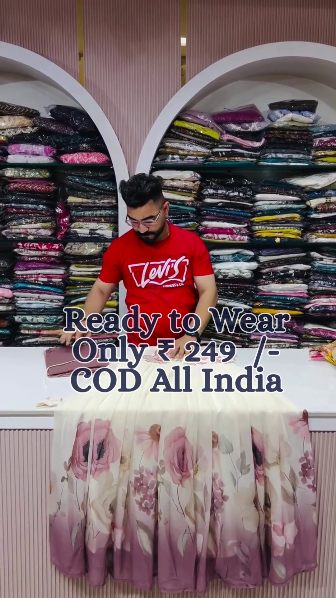 Ready-to-Wear Cream and Pink Embroidered Gown for Women – Elegant Floral Party Dress with Flared Hem and Detailed Bodice - Image 2