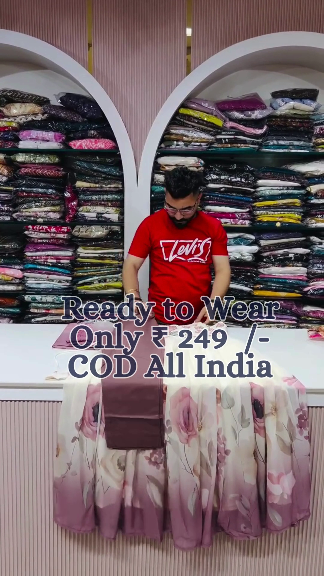 Ready-to-Wear Cream and Pink Embroidered Gown for Women – Elegant Floral Party Dress with Flared Hem and Detailed Bodice - Image 3