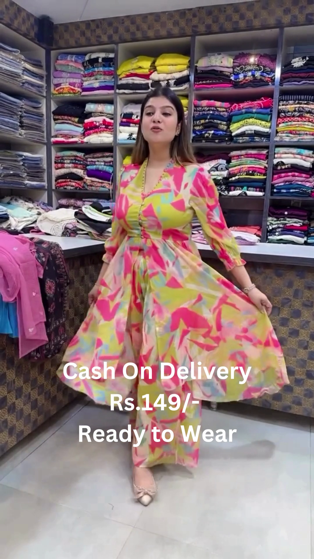 Geometric Multi-Color Printed Fit & Flare Dress - Image 2