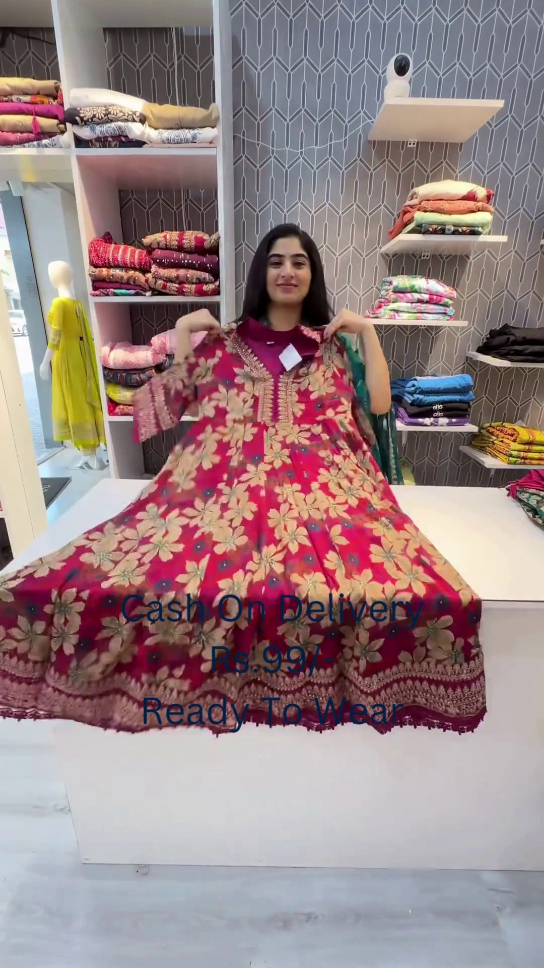 Floral Maroon Anarkali Kurta with Heavy Lace and Sequin Detailing