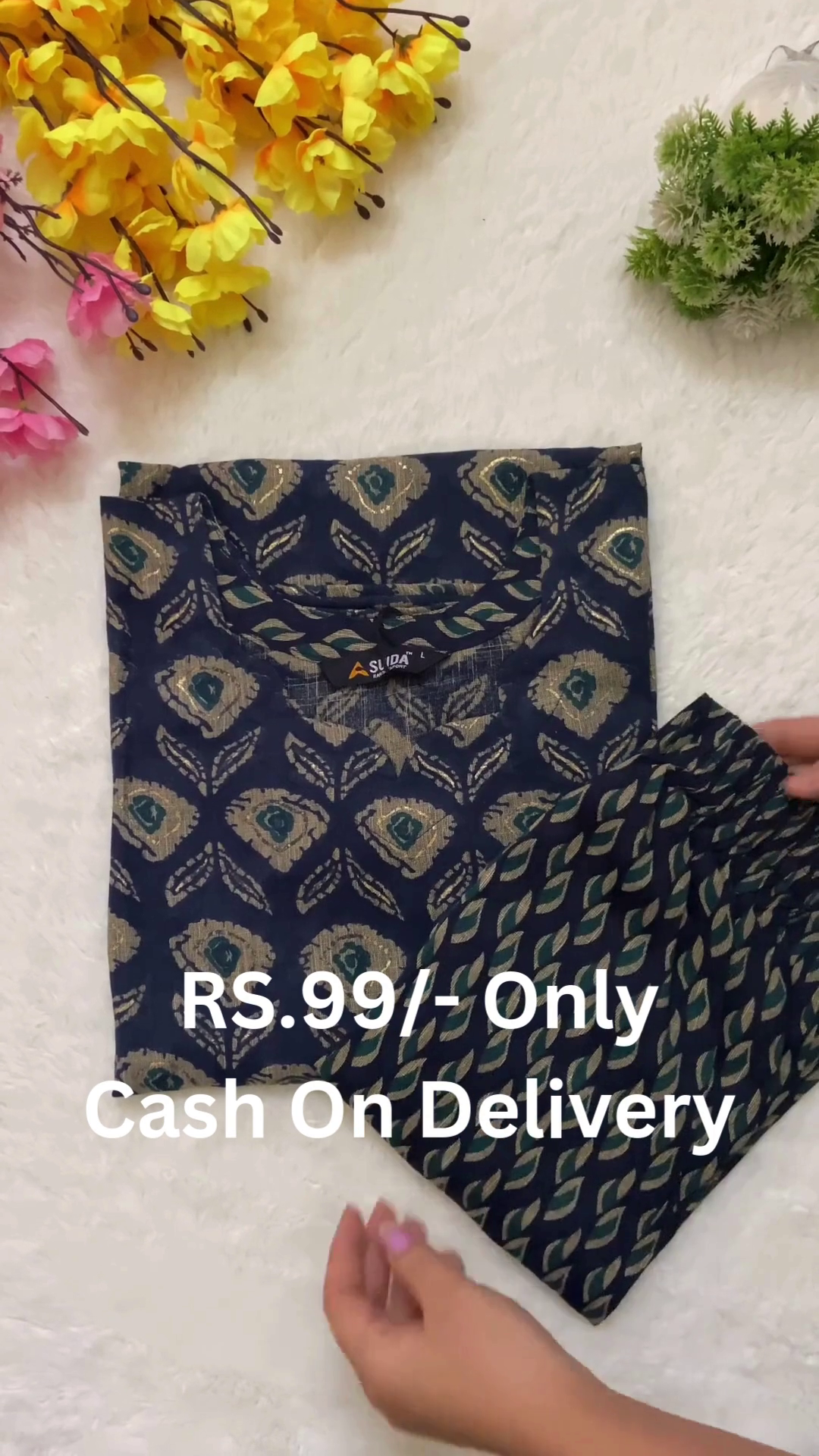 Traditional Ethnic Printed Kurti with Pant Set – Elegant Daily Wear for Women - Image 3