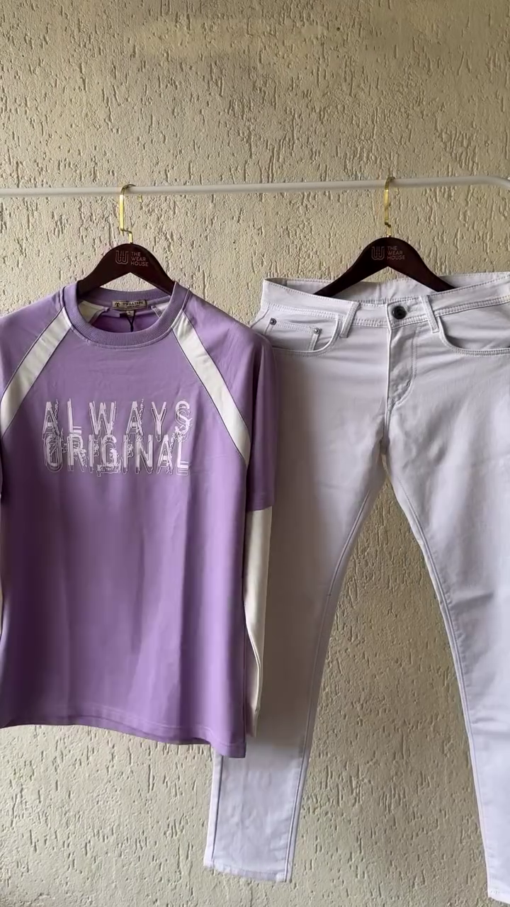 Always Original Lilac Graphic Sweatshirt & Beige Motivational Crewneck – Everyday Comfort & Streetwear Fashion Duo