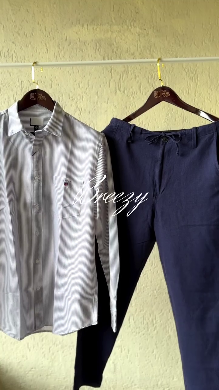 Refined Pastel Yellow Striped Shirt with Classic White Slim-Fit Jeans – Smart Casual Outfit - Image 2