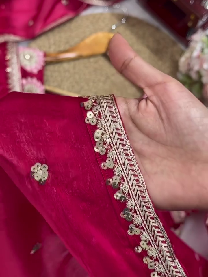 ✨ Organza Embroidered Sequin Work Saree With Heavy Designer Blouse - Image 3