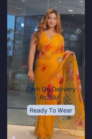 Summer Sunshine: Yellow Chiffon Printed Saree