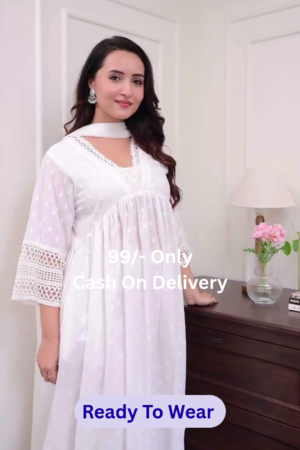 ✨ Elegant Lavender Ready-to-Wear Cotton Kurti Set