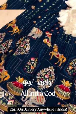 ✨ Royal Blue Traditional Printed Skirt