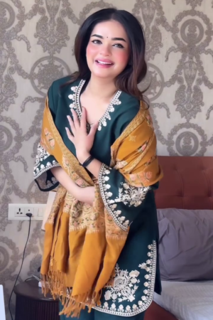 Dark Green Embroidered Suit Set with Mustard Dupatta – Elegant Festive Ethnic Wear