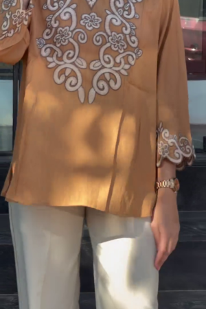 Amber Elegance Embroidered Kurti