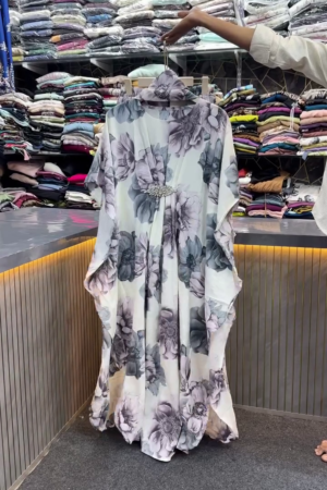 Elegant Floral Printed Kaftan Dress for Women – Soft, Flowy & Graceful Wear