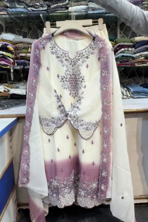 Elegant White & Mauve Embroidered Ethnic Suit Set – Festive & Party Wear