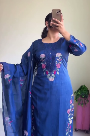 Royal Sapphire Embroidered Kurta Set